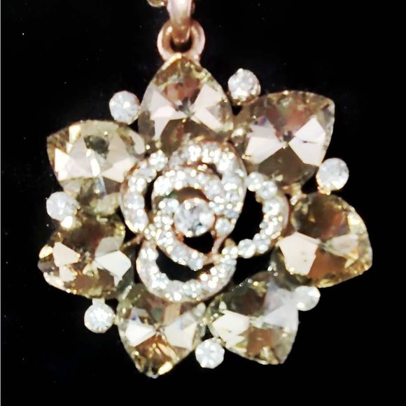 Vintage Necklace Pendant Faux Diamond Glass Women Christmas Holiday Formal - Picture 5 of 7